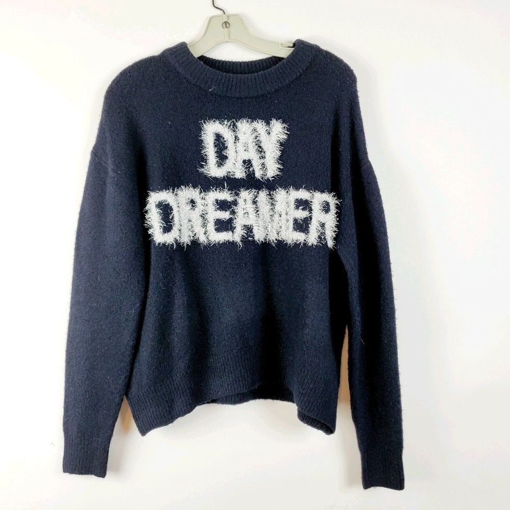 H&M Women's Black Tinsel Day Dreamer Holiday Sweater Size Small